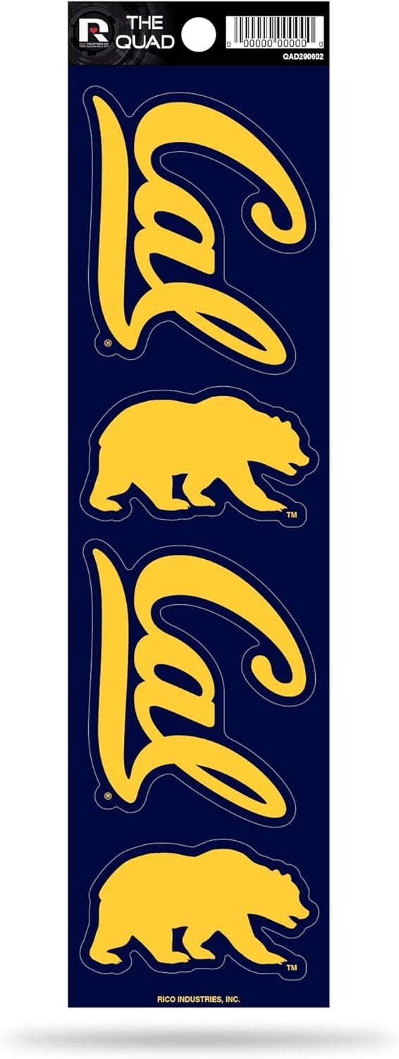 Detalle de Rico Industries NCAA California Golden Bears Die Cut 4-Piece The Quad Sticker Sheet