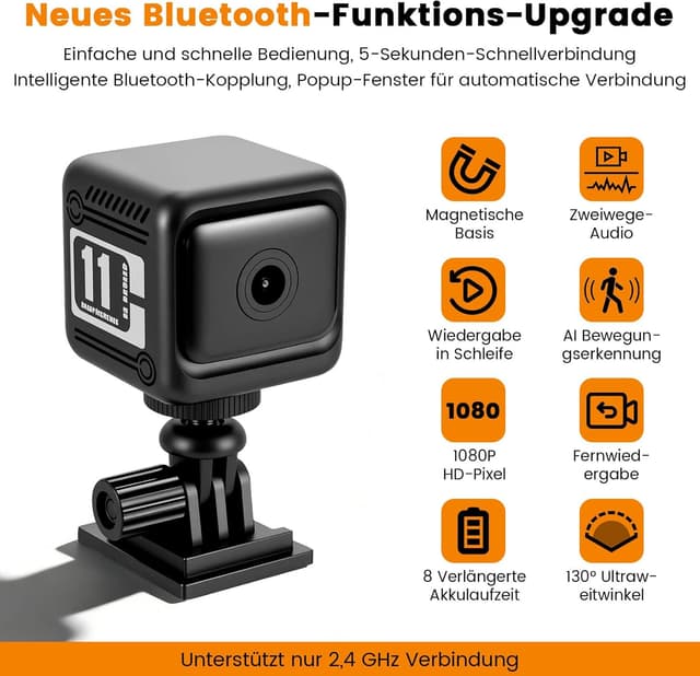 Detalle de Camera Espion 1080P mini caméra de surveillance WiFi 2,4G : autonomie 8 h, vision nocturne et détection IA