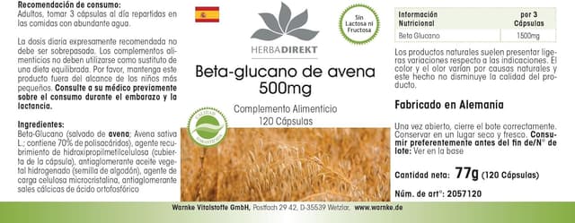 Thumbnail 4 de HERBADIREKT Beta glucano 500 mg 120 capsule integratore đź’Š