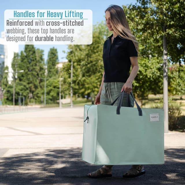 Detalle 2 de VENO 4 Pack 105L Large Storage Bags (Light Green) – Underbed & Moving Storage for King Duvets, Bedding and Clothes