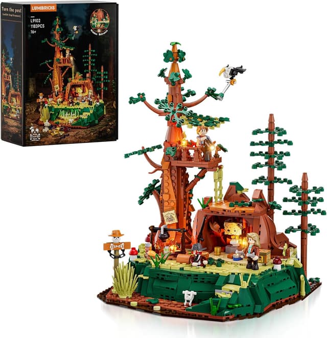 Detalle de Lumibricks Sequoia Banditenlager Western-BAU-Set mit LED – 1.183 Teile, Redwood-Versteck