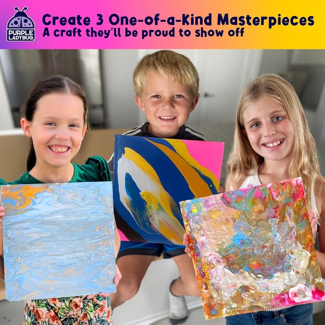 Detalle 2 de Purple Ladybug Paint Pouring Art Kit (Stellar Swizzle) for kids 6–12