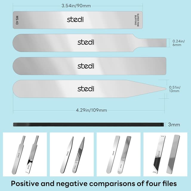Detalle de Stedi Hobby Model Polishing Tools 4-tlg. – Ultrapräzisions-Feilen für 10.000er Körnung (Glas/Spiegel-Schliff) für Modellbau, Resin & Holz