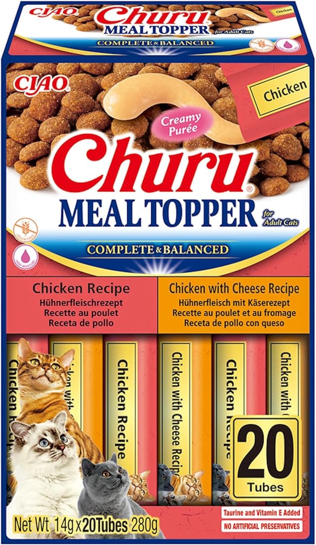 Thumbnail 6 de INABA Churu Anti Hairball Katze mit Taurin – getreidefreie Anti-Haarballen-Katzenleckerlis mit Huhn oder Thunfisch (20 x 14 g)