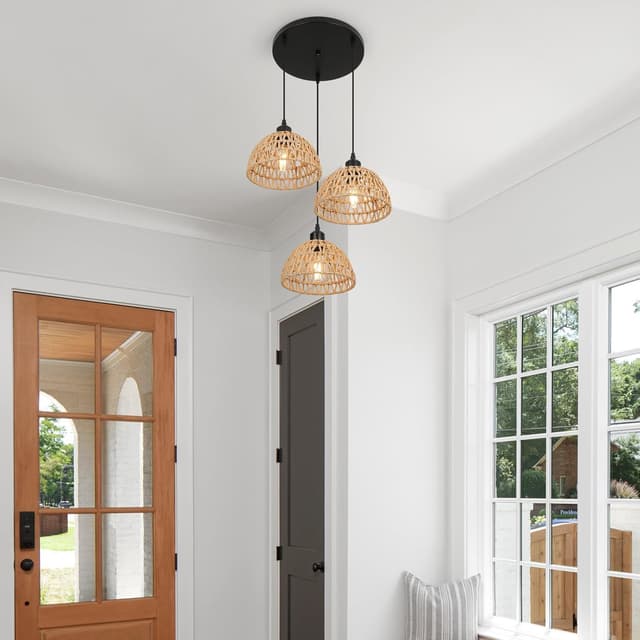 Thumbnail 6 de FORCOSO Rattan Pendelleuchte 3-flammig, 21 cm