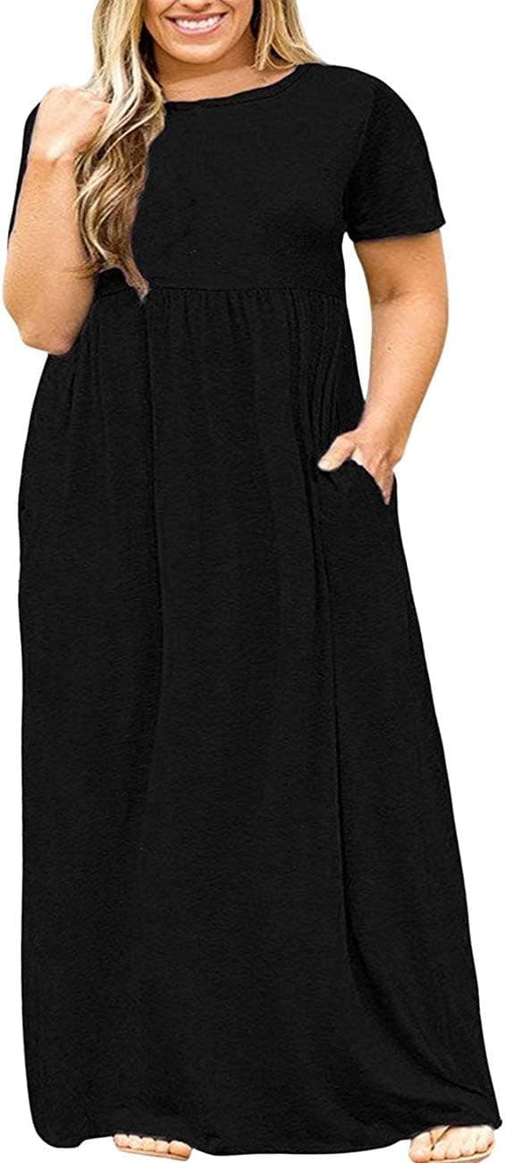 Thumbnail 6 de Kancystore Women’s Plus Size Short-Sleeve Maxi Dress with Pockets (XL–5X)