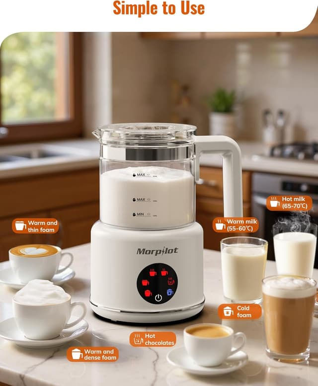 Detalle 2 de Morpilot Milk Frother 500ml — 6‑in‑1 milk steamer 🥛