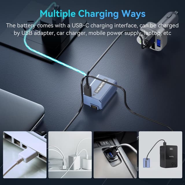Detalle 2 de SMALLRIG batteria NP-FW50 con ricarica rapida USB-C 1030 mAh per Sony ZV-E10 e serie A7/A6400/A6500 (4330)