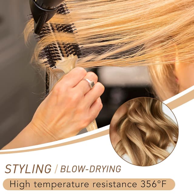 Detalle 2 de BESTOOL Rundbürste zum Föhnen mit Wildschweinborsten und Nylonstiften (Barrel 38 mm) – fürs Glätten, Locken & mehr Glanz