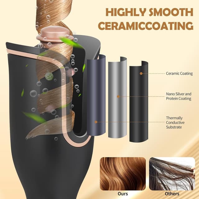 Detalle 2 de Arricciacapelli Automatico con 4 temperature regolabili, rivestimento in ceramica e ferro per ricci e onde a lunga tenuta