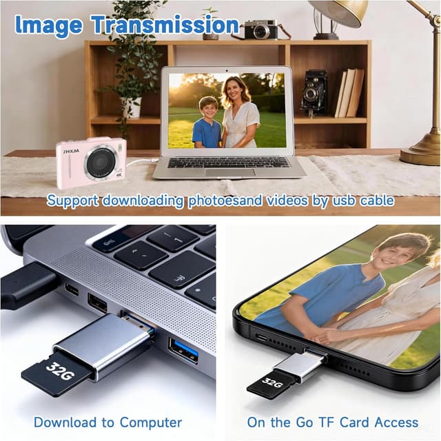 Thumbnail 5 de Pink 4K Digital Camera 48MP