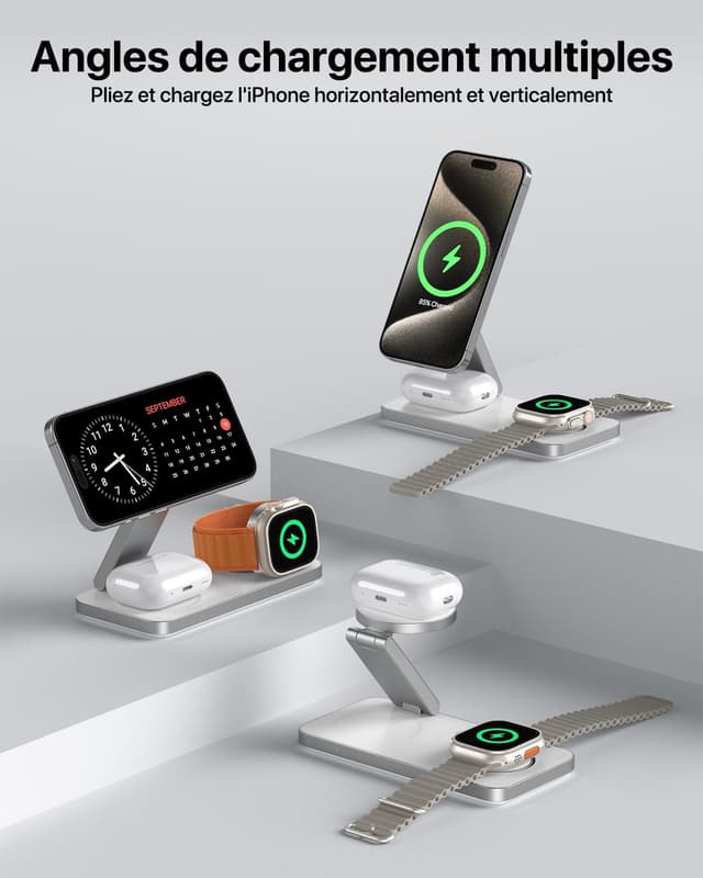 Thumbnail 6 de EXW Qi2.2 Chargeur Mag-Safe 3 en 1 25 W pliable (avec adaptateur 35 W)