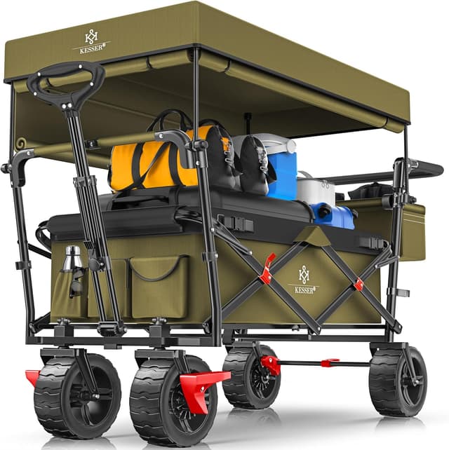 Detalle de KESSER XXL Bollerwagen faltbar mit Dach GT9000 – klappbarer Handwagen bis 150 kg