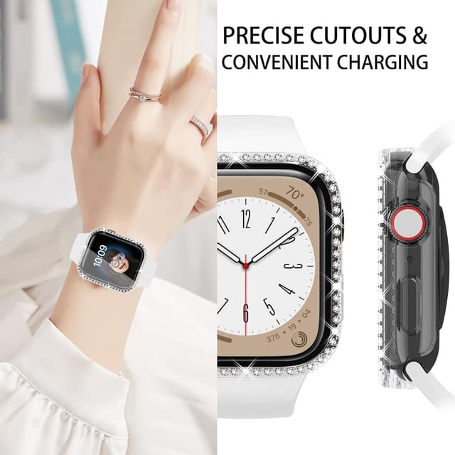 Thumbnail 3 de 4-Pack Bling Diamond Case for Apple Watch SE (40mm) / Series 6–4 (40mm) with Tempered Glass Screen Protector