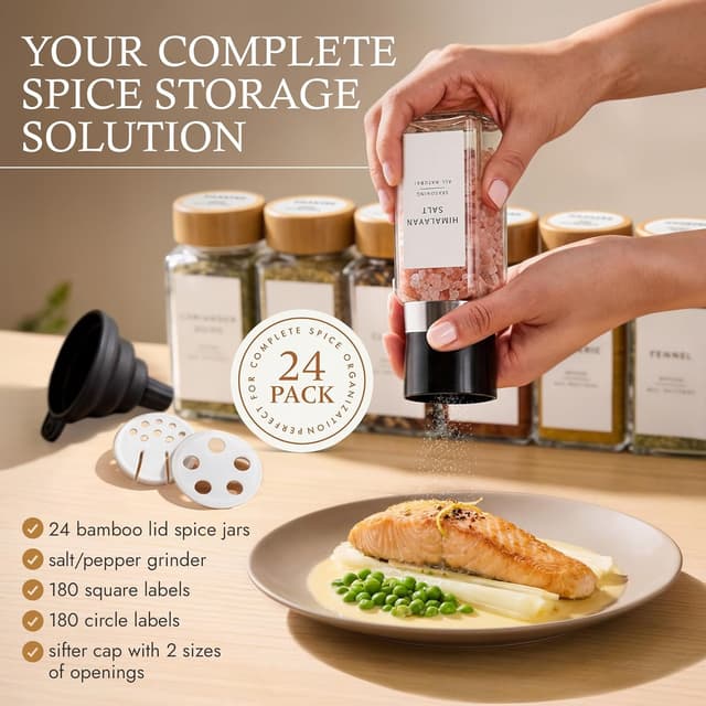 Detalle 2 de Livabl Glass Spice Jars 120ml — 24 pack 🧂