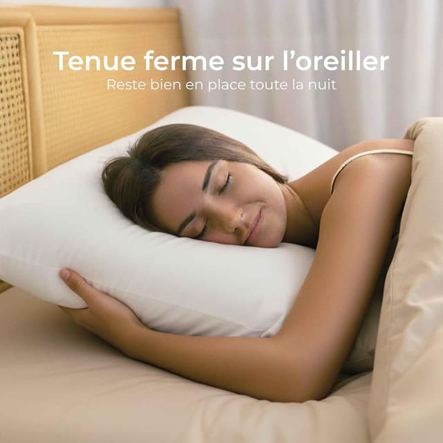 Detalle de Dreamzie Taies d’oreiller 50x70 en coton renforcé (lot de 2) blanc, tissage serré 57 fils/cm², certifié Oeko-Tex