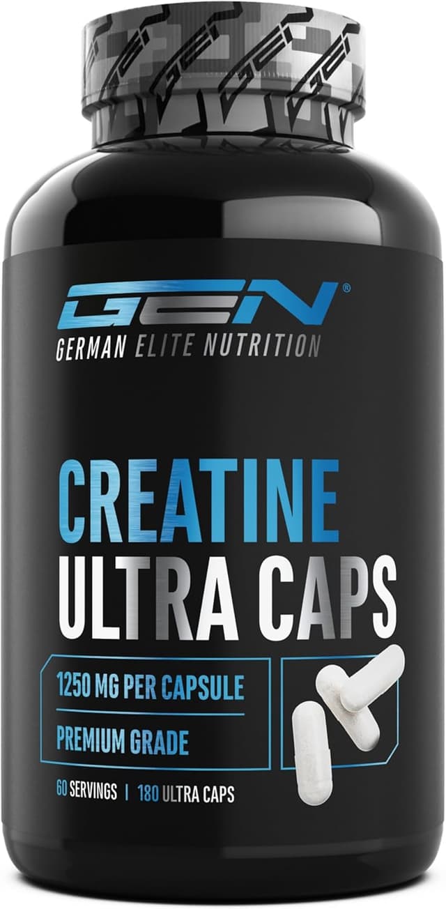 Detalle de Creatine Ultra Caps – 180 Kapseln mit 1.250 mg Creatin-Monohydrat (je Kapsel) von German Elite Nutrition