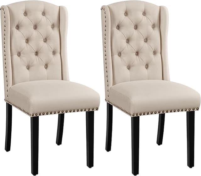 Detalle de Yaheetech Juego de 2 Sillas de Comedor Tapizadas