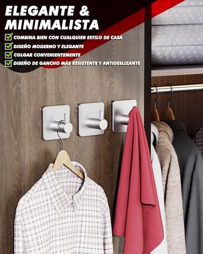 Detalle 2 de Auxmir Ganchos adhesivos para pared 6 piezas