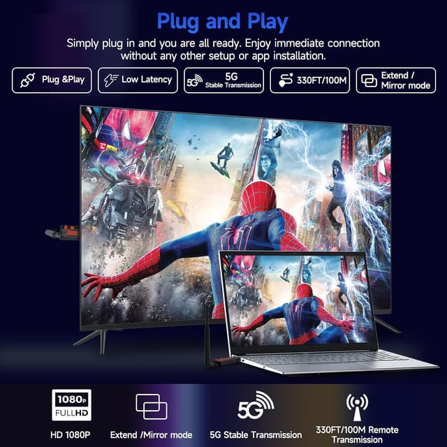 Thumbnail 2 de Wireless HDMI 1TX 2RX 330FT 4K Decode