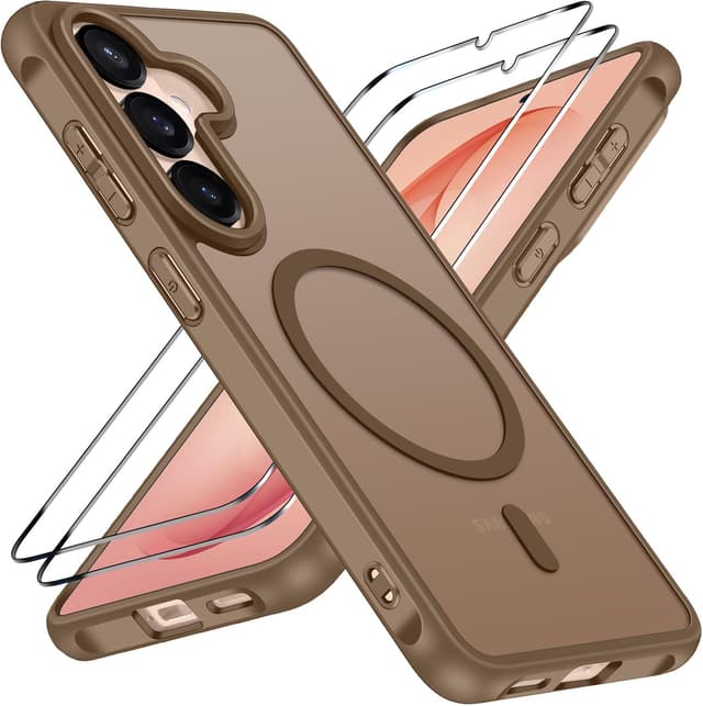 Detalle de iVoler Cover Magnetica per Samsung Galaxy S26 5G con MagSafe e 2 vetri temperati, marrone chiaro opaca anti-impronte