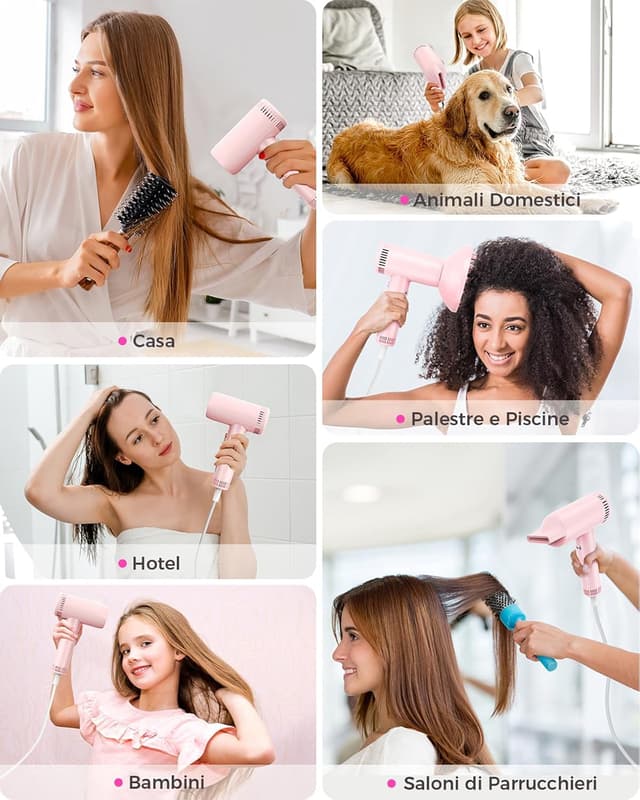 Thumbnail 6 de Haokoo Phon Capelli Alta Velocità 160.000 RPM con Ioni, 9 Temperature e Display LED (365 g) – per casa e viaggio