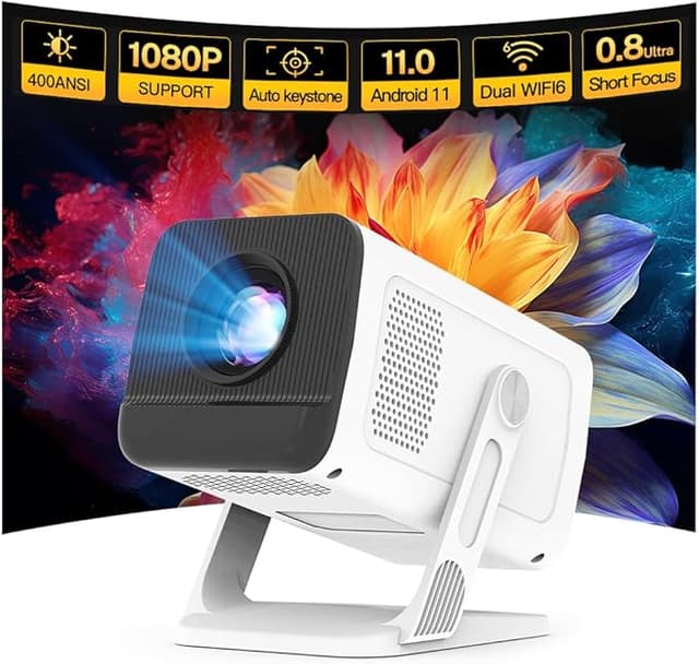 Detalle de Mini Proyector Android 11 WiFi 6 Bluetooth 5.4 4K, Auto Keystone