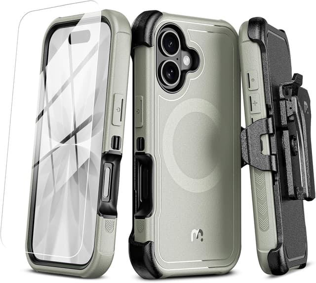 Detalle de M MYBAT PRO Maverick Series Case for iPhone 17 with Belt Clip Holster, MagSafe + Screen Protector