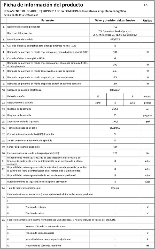 Thumbnail 13 de TCL 85Q6C 85" QD Mini LED 4K HDR Smart TV