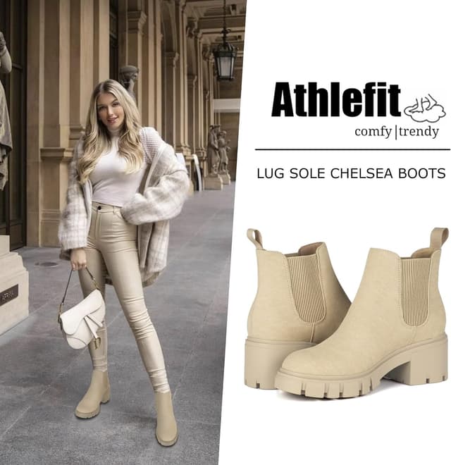 Detalle 2 de Athlefit Chelsea Boots Women Lug Sole Chunky Heel