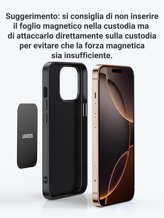 Detalle de UGREEN Porta Cellulare Auto con magneti al neodimio e rotazione 360° per iPhone e Galaxy