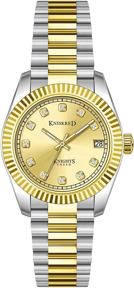 Detalle de Montre classique pour femme KNISKRED avec accents cristal et bracelet en acier inoxydable