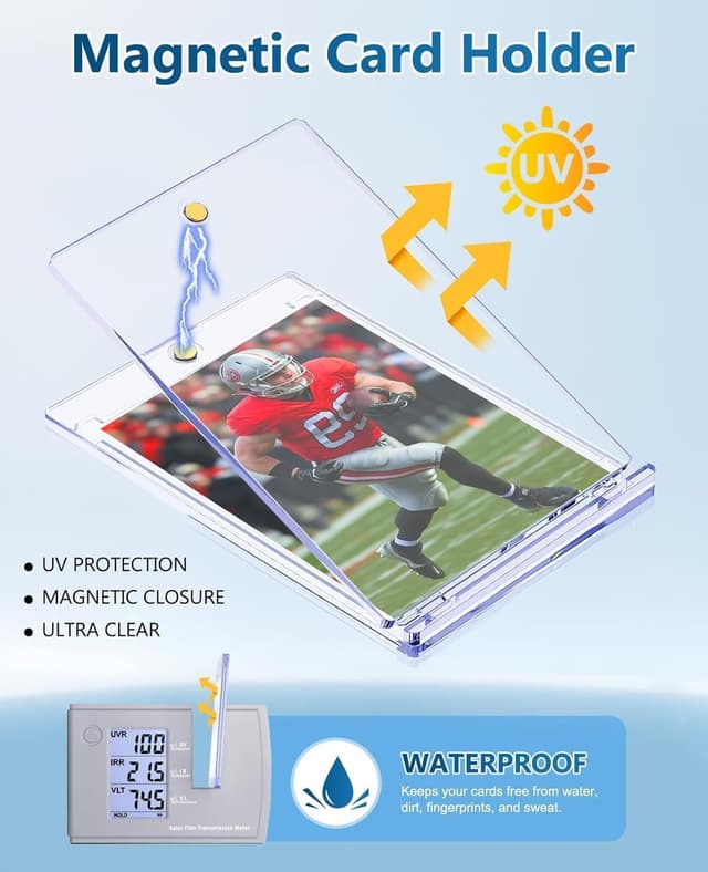 Detalle de YZtree 100ct Magnetic Trading Card Holders (35pt) One Touch Hard Case for Sports Cards