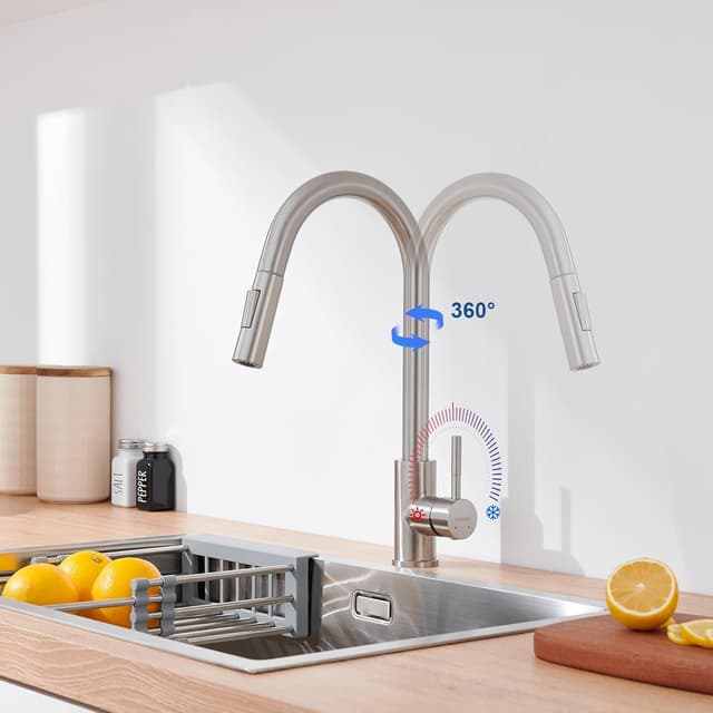 Detalle de Lonheo miscelatore per lavello cucina con doccetta estraibile e 2 modalità di getto, girevole 360°