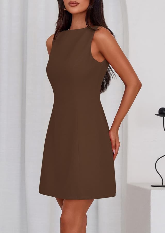 Detalle de PRETTYGARDEN Sleeveless A-Line Mini Cocktail Dress with Boat Neck (2026 Summer)