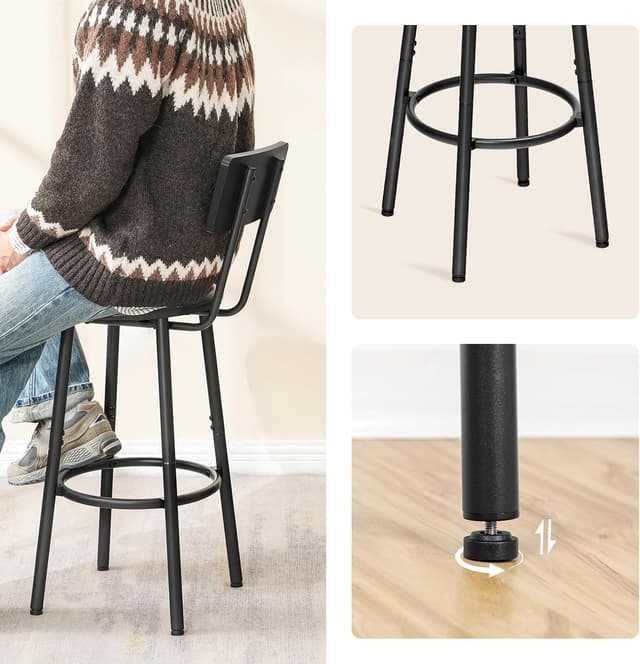 Thumbnail 6 de HOOBRO Set di 2 sgabelli da bar con schienale, seduta imbottita e poggiapiedi EBK31BY01G1