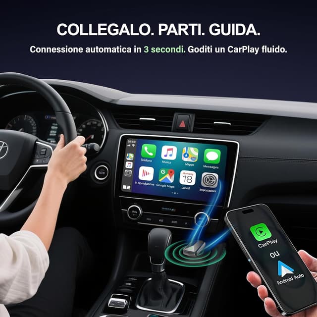 Detalle de ZOUHOE Adattatore CarPlay Wireless e Android Auto Wireless (Plug & Play, Wi‑Fi 5,8GHz) per auto dal 2016