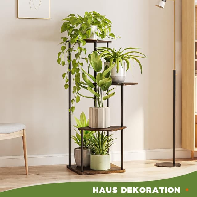 Thumbnail 6 de Bamworld Pflanzenständer aus Metall, 4 Etagen – Eck-Blumenregal für Indoor & Outdoor