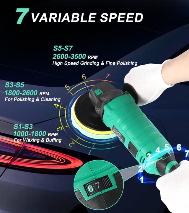 Detalle de ZOTA Buffer Polisher Kit (1600W) with 7 Speeds for Car Polishing & Buffing (7/6 Inch)