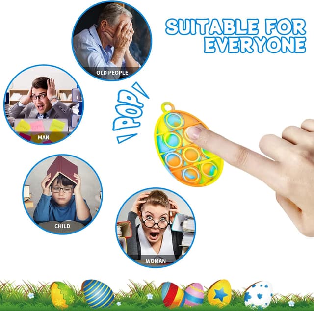 Detalle de Easter Pop Fidget Toys Bulk (24 pcs) — Silicone Easter Mini Pop Keychain Stuffers