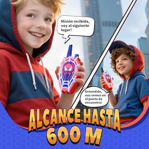 Detalle 2 de Mirthigig Walkie Talkies para niños con luces rojas/azules y ojos intermitentes (pack de 2) hasta 600 m