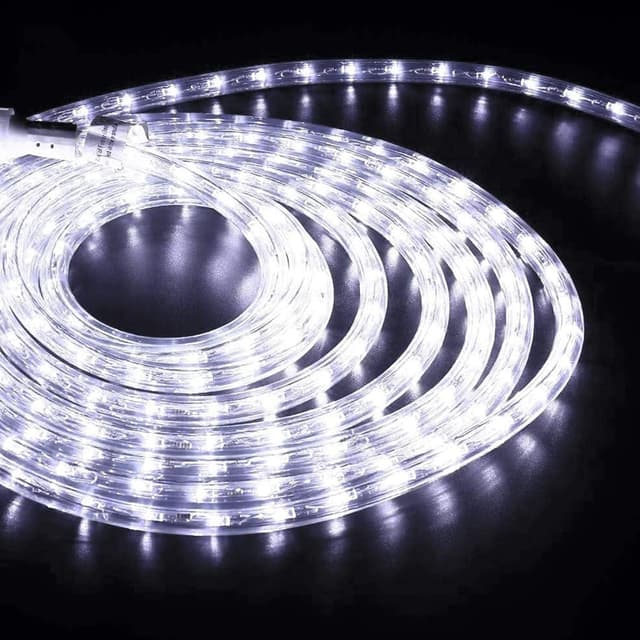 Detalle 2 de 50ft 360 LED Rope Lights Outdoor (White) — Connectable, Flexible, Waterproof Tube Lighting with 8 Modes