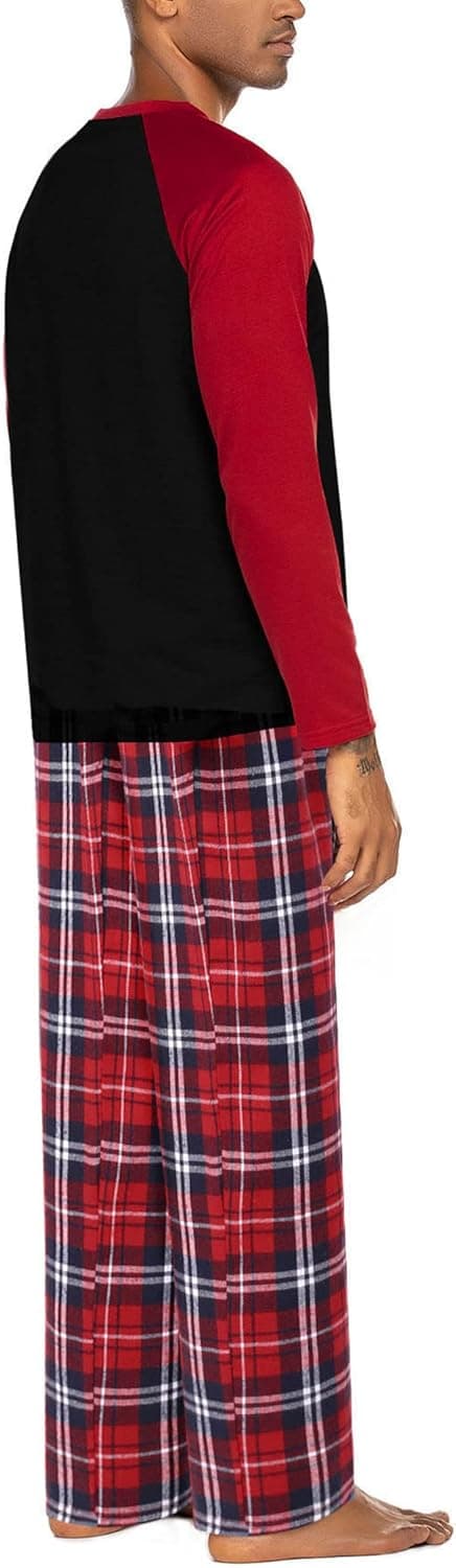 Detalle de ADOME Pyjama homme manches longues en viscose et élasthanne, ensemble 2 pièces à carreaux