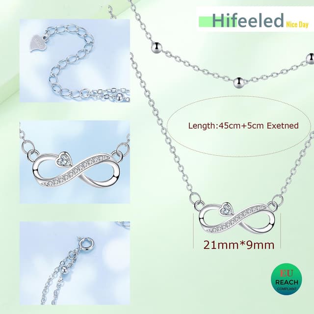 Detalle 1 de Sterlingsilber-Kette Infinity 925 mit 21 mm Anhänger