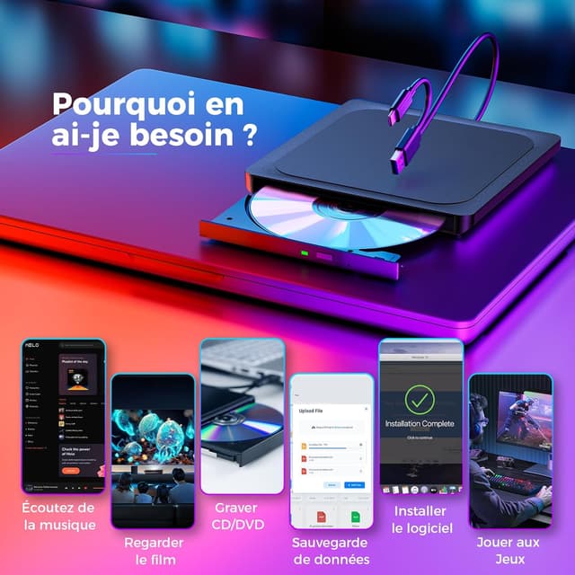 Thumbnail 5 de Lecteur DVD Externe USB 3.0 en métal brossé