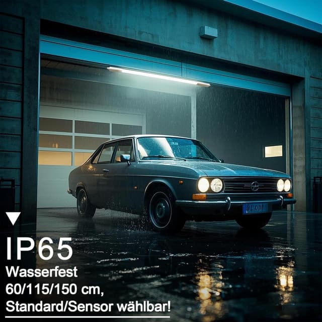 Detalle de TONFFI 3er-Set LED-Feuchtraumleuchten 115 cm, IP65, 4000K neutralweiß, 36W/Leuchte, verknüpfbar