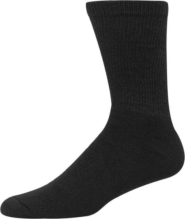 Detalle de Hanes Men’s Double-Strength Crew Socks (White/Black) — Moisture-Wicking, Cushioned & Anti-Odor