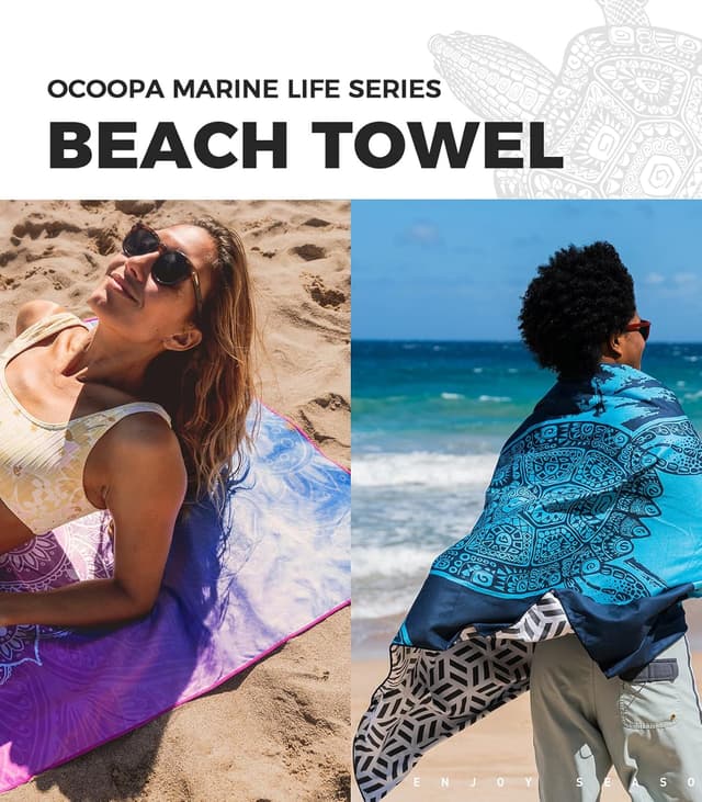 Thumbnail 6 de OCOOPA 2 Pack Beach Towel Microfibre (Extra Large 178cm x 80cm) – Quick-dry, sand-free oversized travel towels