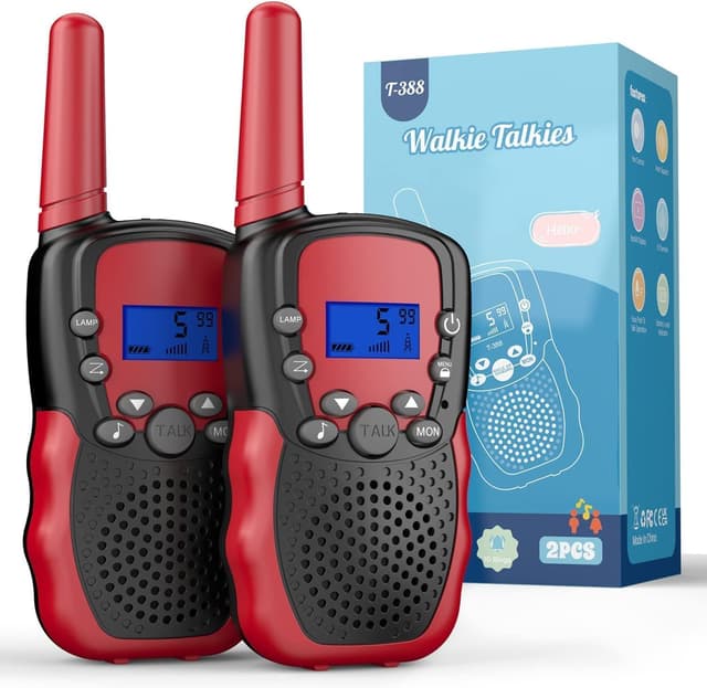 Detalle de Kearui Walkie-Talkie für Kinder (ab ca. 3–8 Jahre), 8 Kanäle, VOX & Tastensperre – Schwarz/Rot