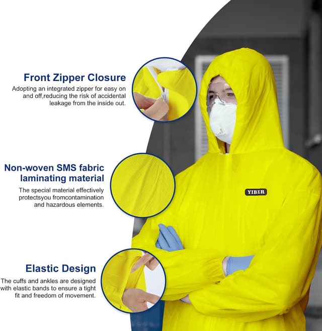 Thumbnail 1 de YIBER Hazmat Suit 4XL Yellow 🧥